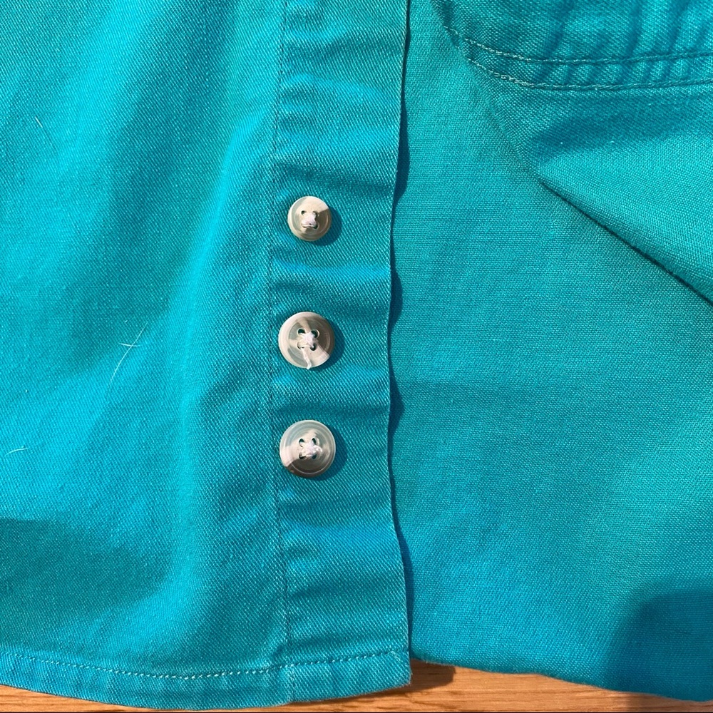 Mens Vintage Eddie Bauer Rufton Twill button down shirt in green teal size M - Picture 5 of 11